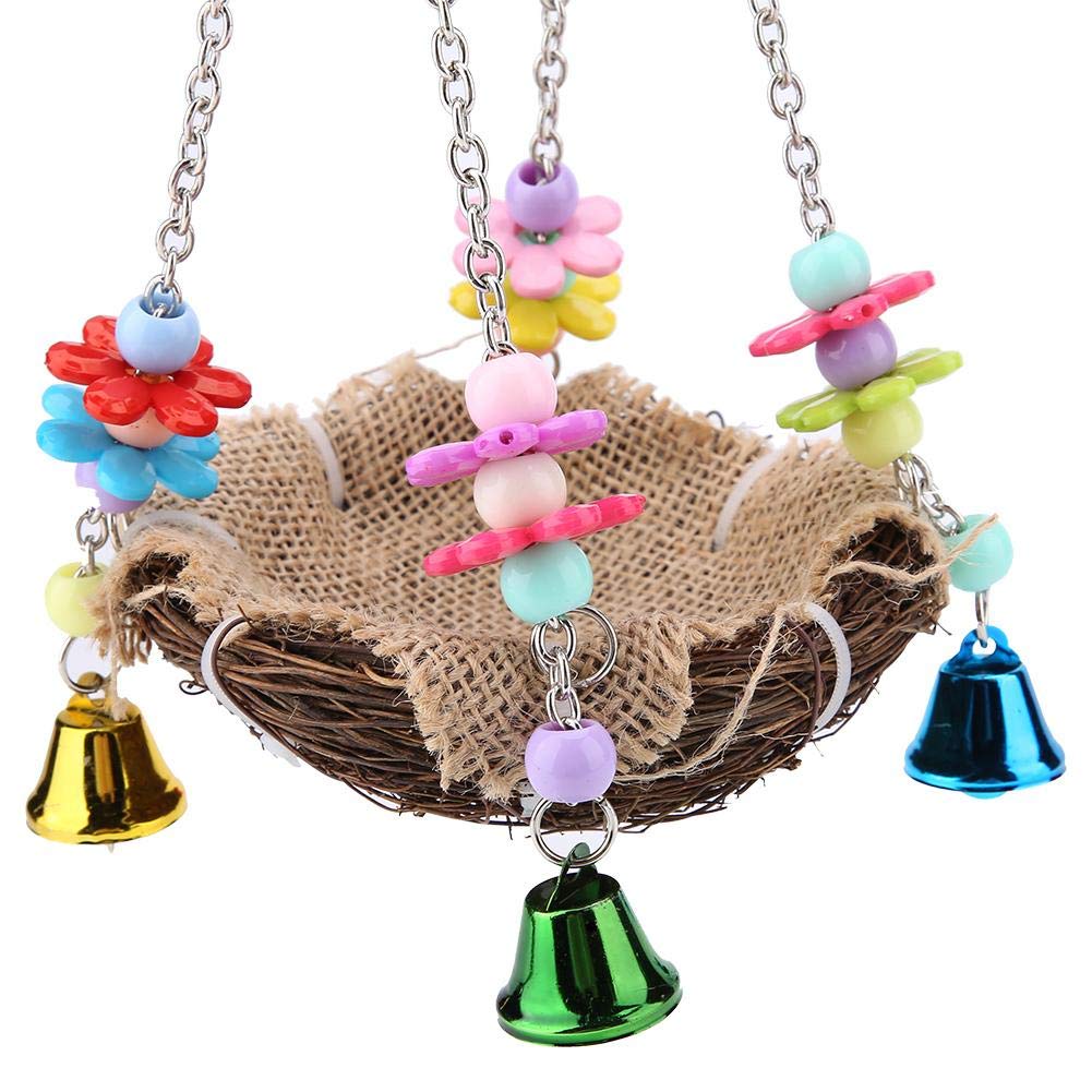 Rattan Vogelnest Mit Glocke - Hängematte & Spielzeug Für Papagei, Nymphensittich, Ca. 12-20 Cm