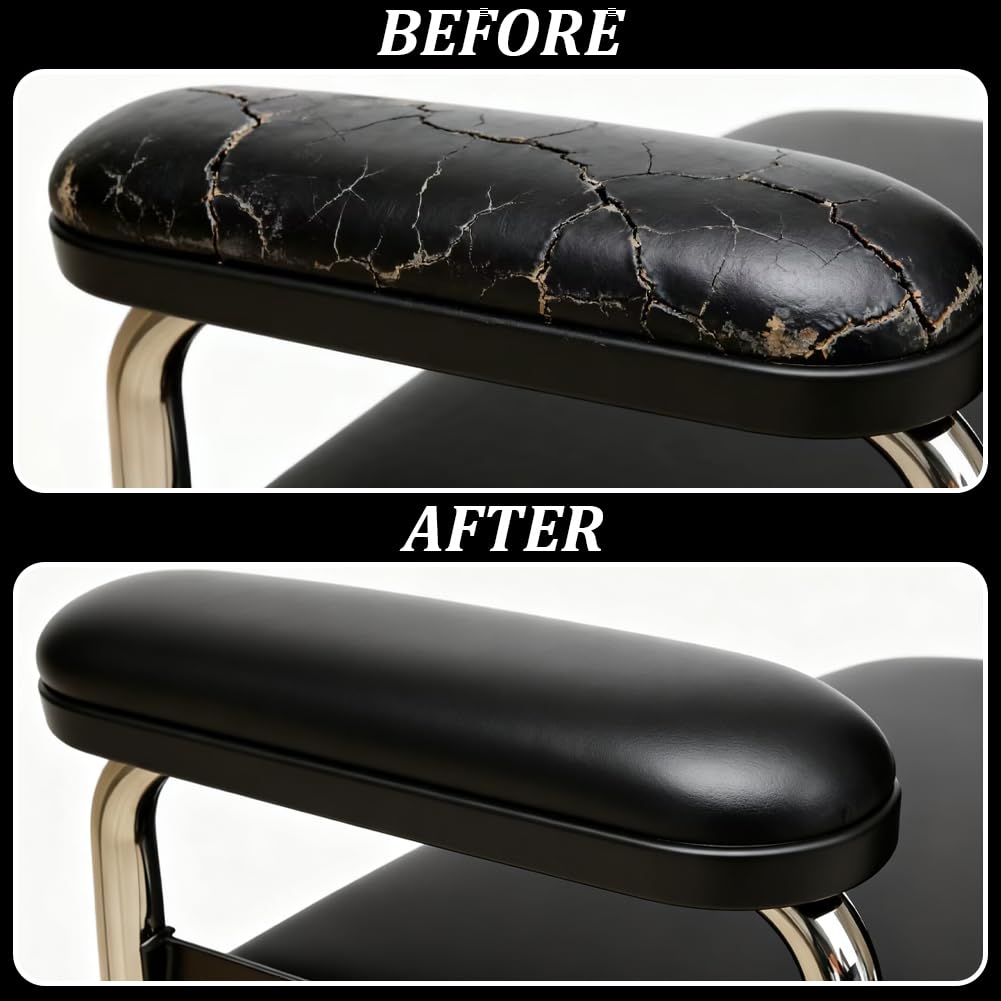 2 Pezzo Universale in Pelle PU per Braccioli per Sedia A Rotelle 35cm di Lunghezza Bracciolo Imbottito Morbido Ergonomico Nero Cuscino di Ricambio con Viti Sedia A Rotelle Scrivania Gir