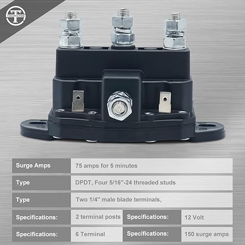 Miniatura 4 de Interruptor de relé de solenoide de inversión del motor del cabrestante de servicio intermitente Reemplazar Trombetta 214-1211A11
