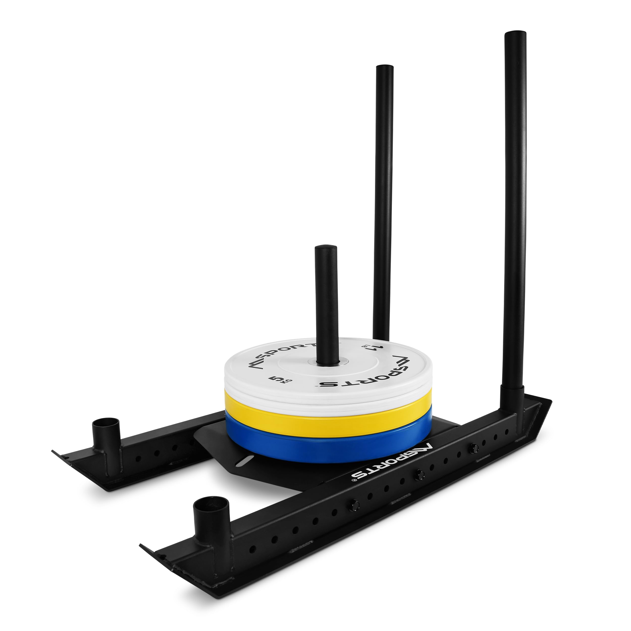 MSPORTS Slitta per Pesi Premium - Power Sled, Slitta da Sprint e Traino, Allenamento ad Alta Forza, Esercizi di Pressione e Trazione, Nero