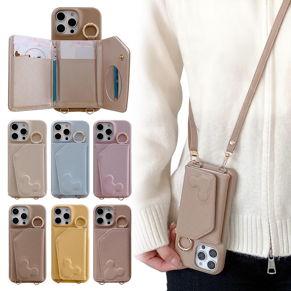 iPhone 13/14ケース スタンド機能付きミラーウォレットケース Amazon.co.jp: Carambola スマホケース 13/14に適合する 背面 カード