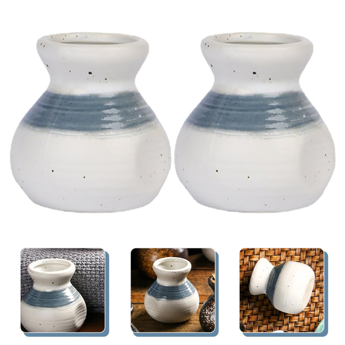 BESTYASH 2Pcs Rustic Ceramic Toothpick Holder Style Toothpick Storage Container for Home Restaurant Dustproof and Elegant Design and