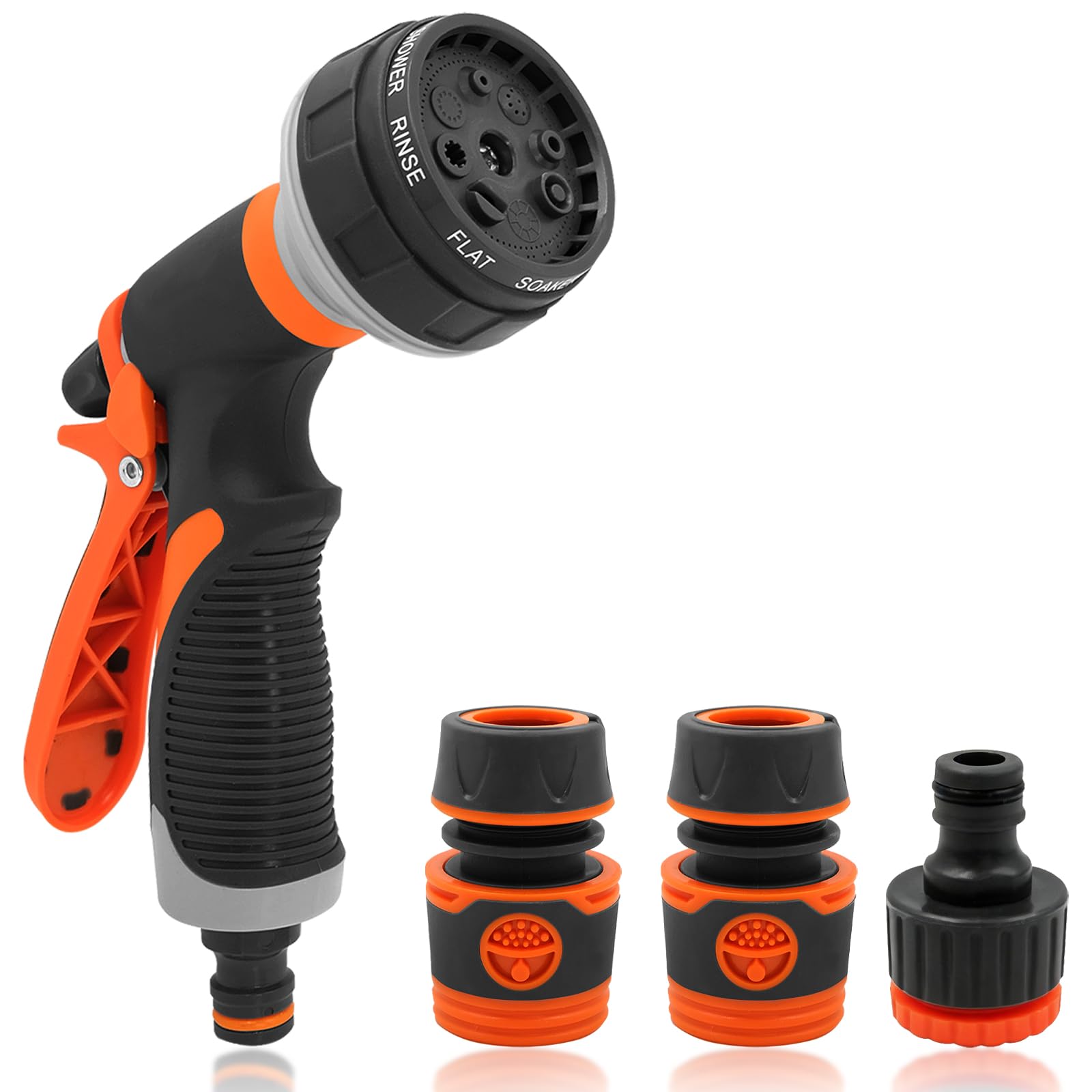 Hose Pipe Spray Gun Set, 8 Adjustable Patterns Nozzles, High Pressure Garden Sprayer for Lawn & Garden Watering Equipment Include Hose Connectors
