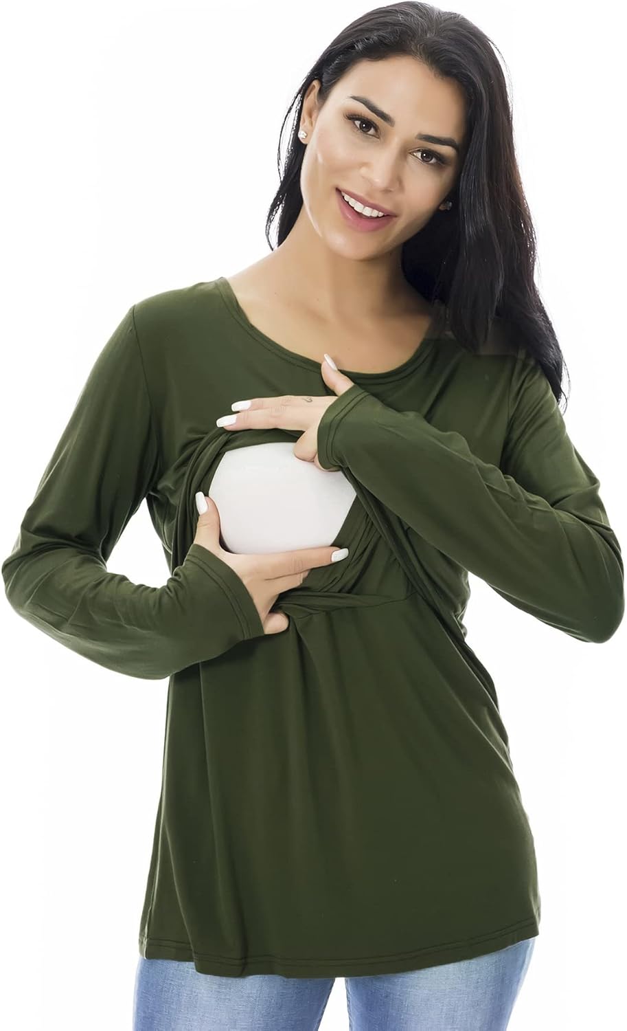 Smallshow Women's Nursing Tops Long Sleeve Shirts for Breastfeeding 3-Pack - Image 3