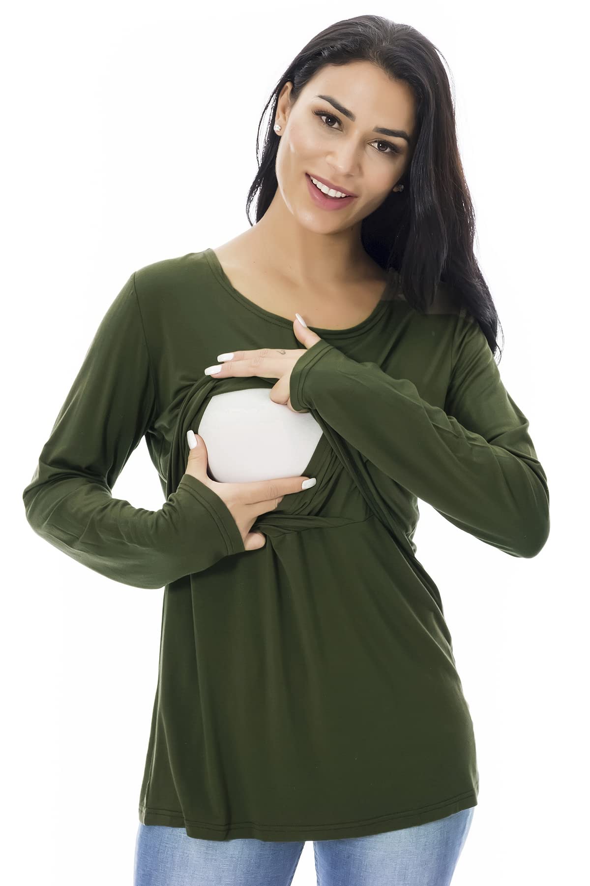 Smallshow Femmes Hauts d'allaitement à Manches Longues vêtements d'allaitement 3 Pack