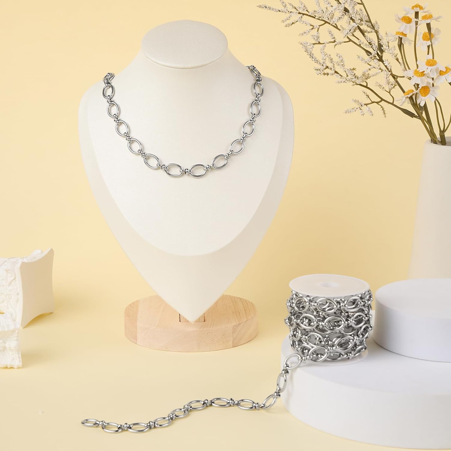 Jabogrii 6.5 Feet Silver Stainless Steel Chain Bulk for Jewelry Making DIY Oval Rolo Jewelry Making Chains - Image 7