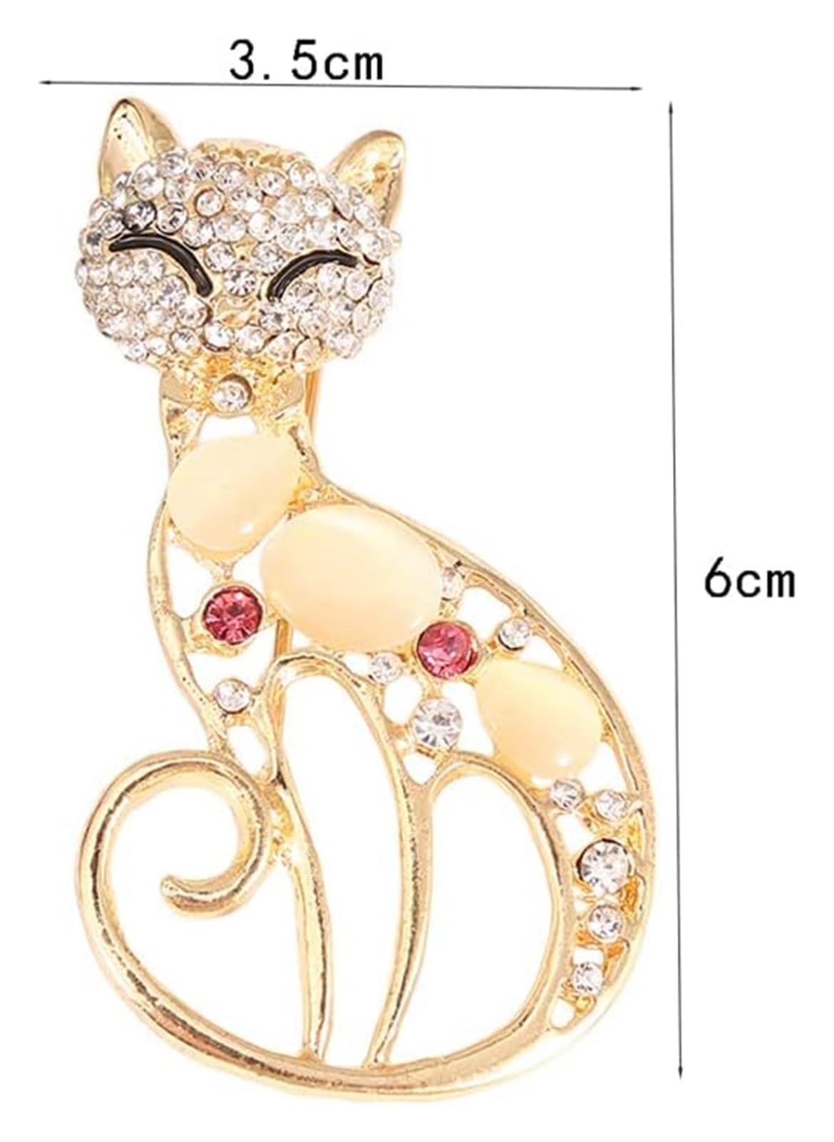 Broche for mujer Ropa Broche de gato Mariposa Diamante de imitación Aleación de mujer Alfileres de animales Ramillete de cristal Pin de solapa Botón de cuello Vestido de fiesta Accesorios ( Color : Gl