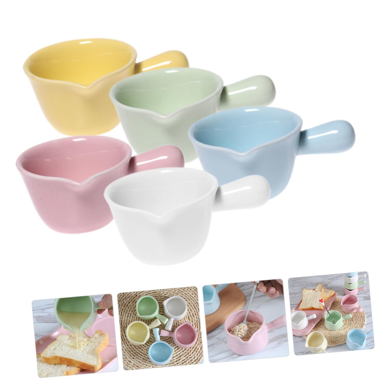 NUOBESTY 5pièces Pot à Lait Céramique avec Anse Tasse à Café Petite Pichet à Sauce ou Distributeur de Lait pour Maison