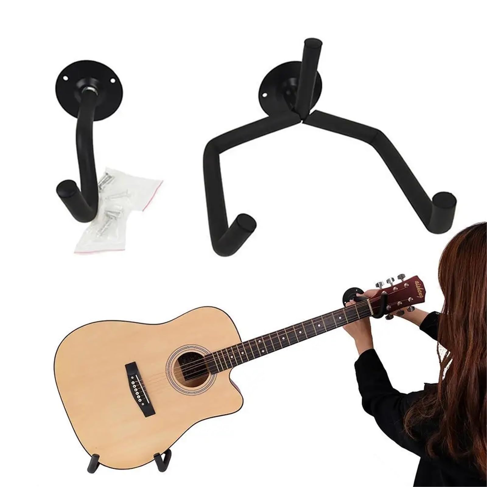 Supporto da parete orizzontale in metallo for chitarra acustica, basso, violini, mandolini, strumenti di supporto for esposizione a doghe Per Guitar
