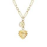 Valentines Day Gifts for Her Women,Sun Heart Charm Choker Necklace for Women Men,Golden Plated With Zircons Inlaid Pendants,Thick Chunky Paperclip Chain Hip Hop Necklace Unisex Jewelry,Cuban Link Chain for Women Trendy（Heart）