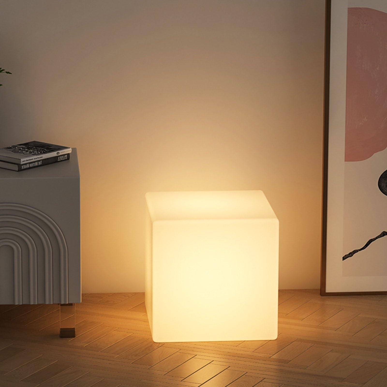 Lampada a cubo di luce d'atmosfera LED, sgabello cubo luminoso che cambia 16 colore, luce notturna, con telecomando luminosità regolabile, illuminazione feste(Connect power,30 * 30 * 30cm)