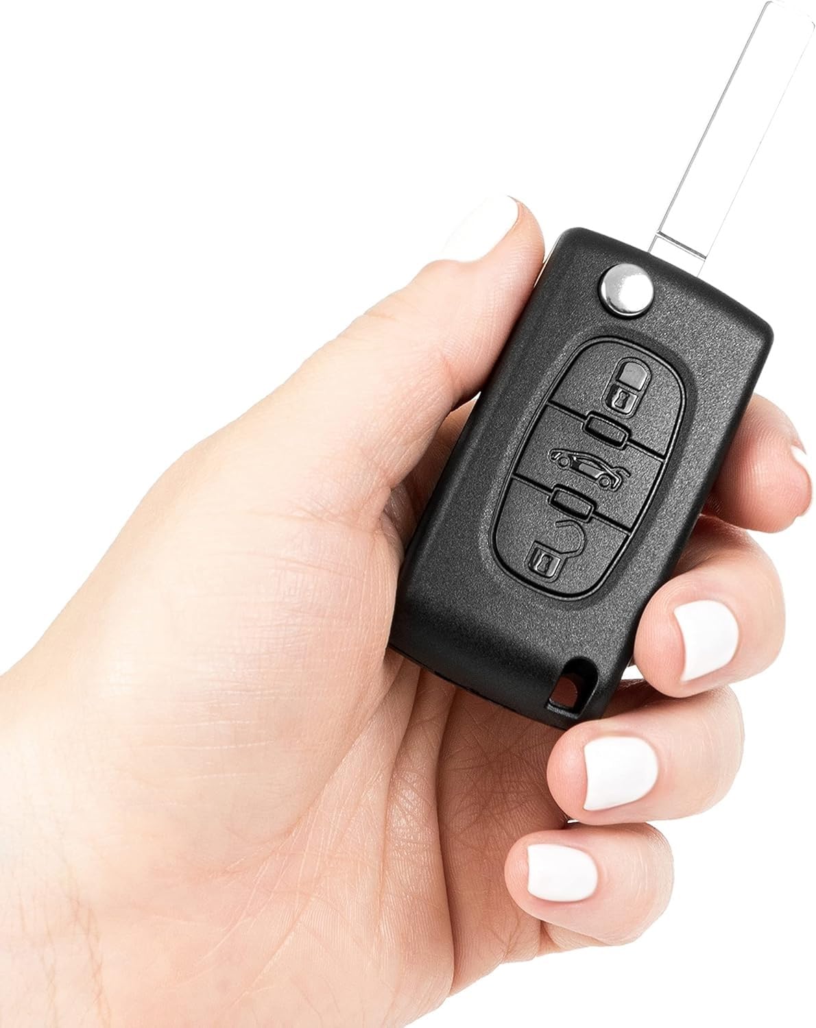 CABLEPELADO Cover Telecomando Per Chiave Auto 3 Pulsanti, Compatibile Citroen (C2-C8, Picasso, Xsara) E Peugeot (207-408), Con Pulsanti Apri/Chiudi/Luci