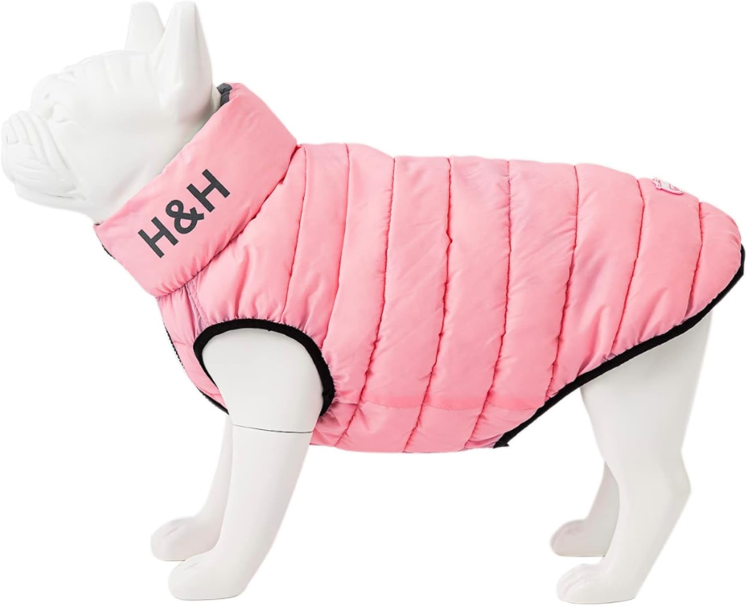 HUGO & HUDSON Reversible Dog Puffer Jacket, Windproof Water Resistant Coat, Light Pink & Grey, S30 HUGO & HUDSON Reversible Dog Puffer Jacket, Windproof Water Resistant Coat, Light Pink & Grey, S30