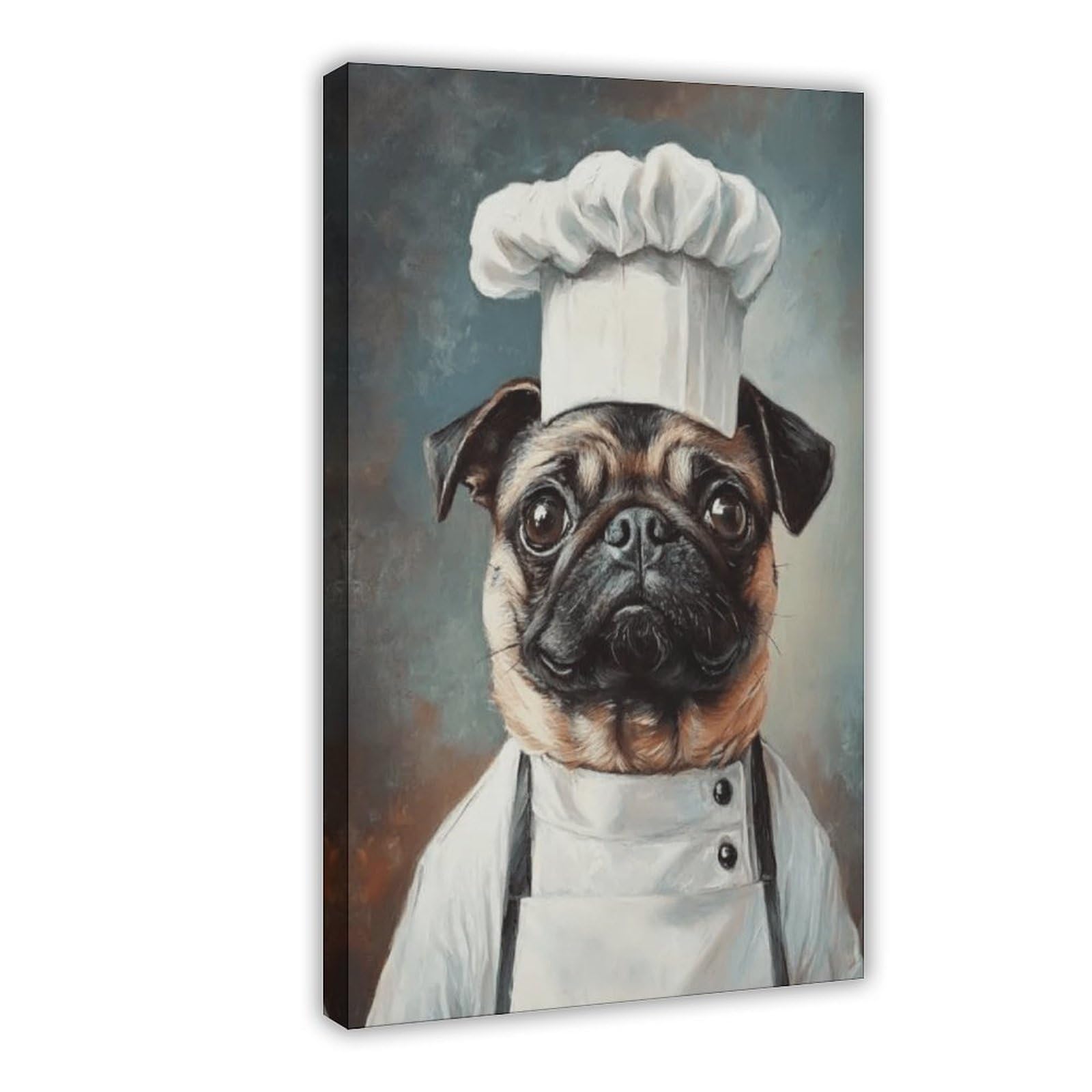 Nffbgfd Pug In Chefs Hat Poster Canvas Poster Wall Art Print Picture Paintings 08X12inch(20X30cm)