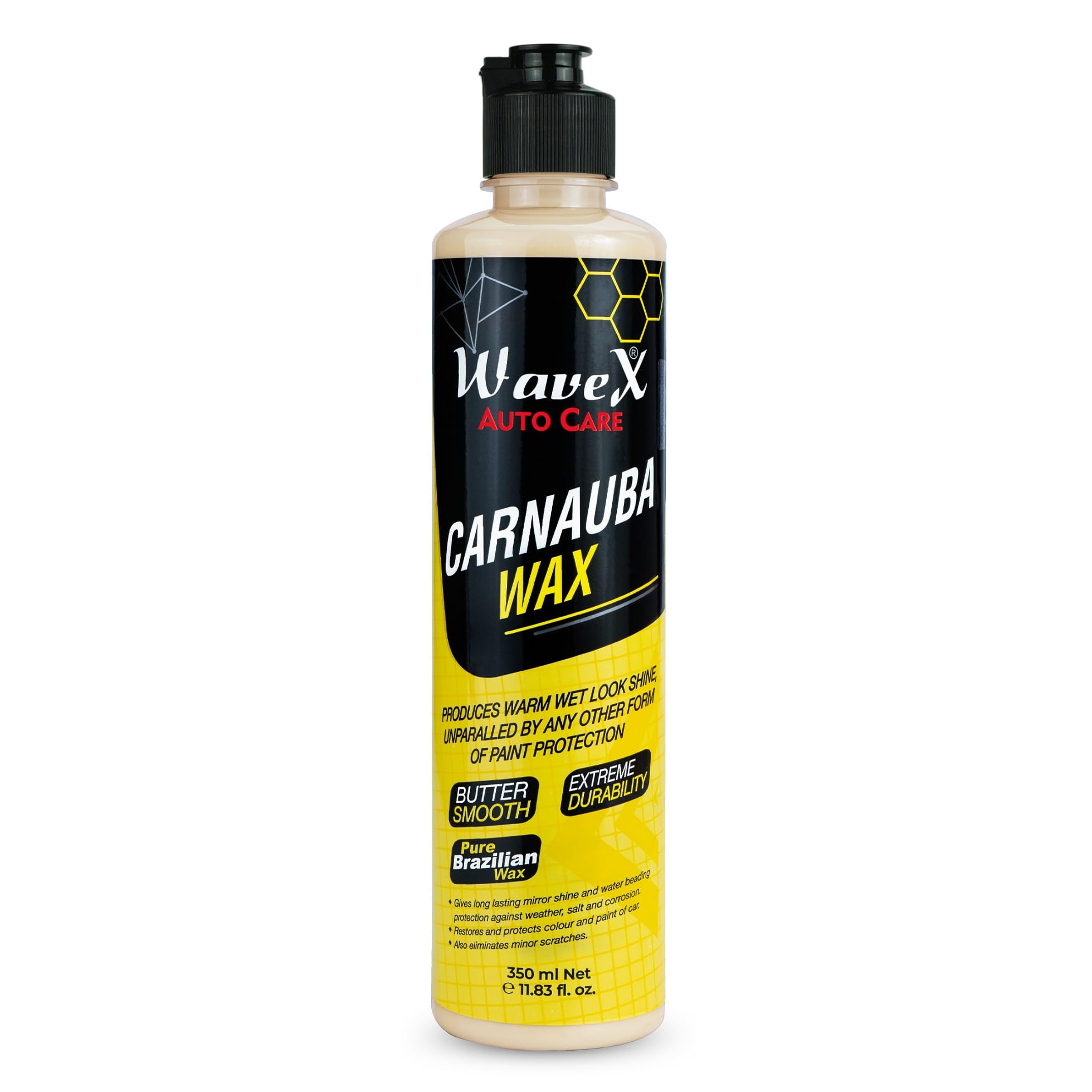 Wavex Carnauba Wax Car Polish 350ml | Wax That Restores Dull Old Paint to New | Polish for Painted Surface, Headlights & Chrome Components