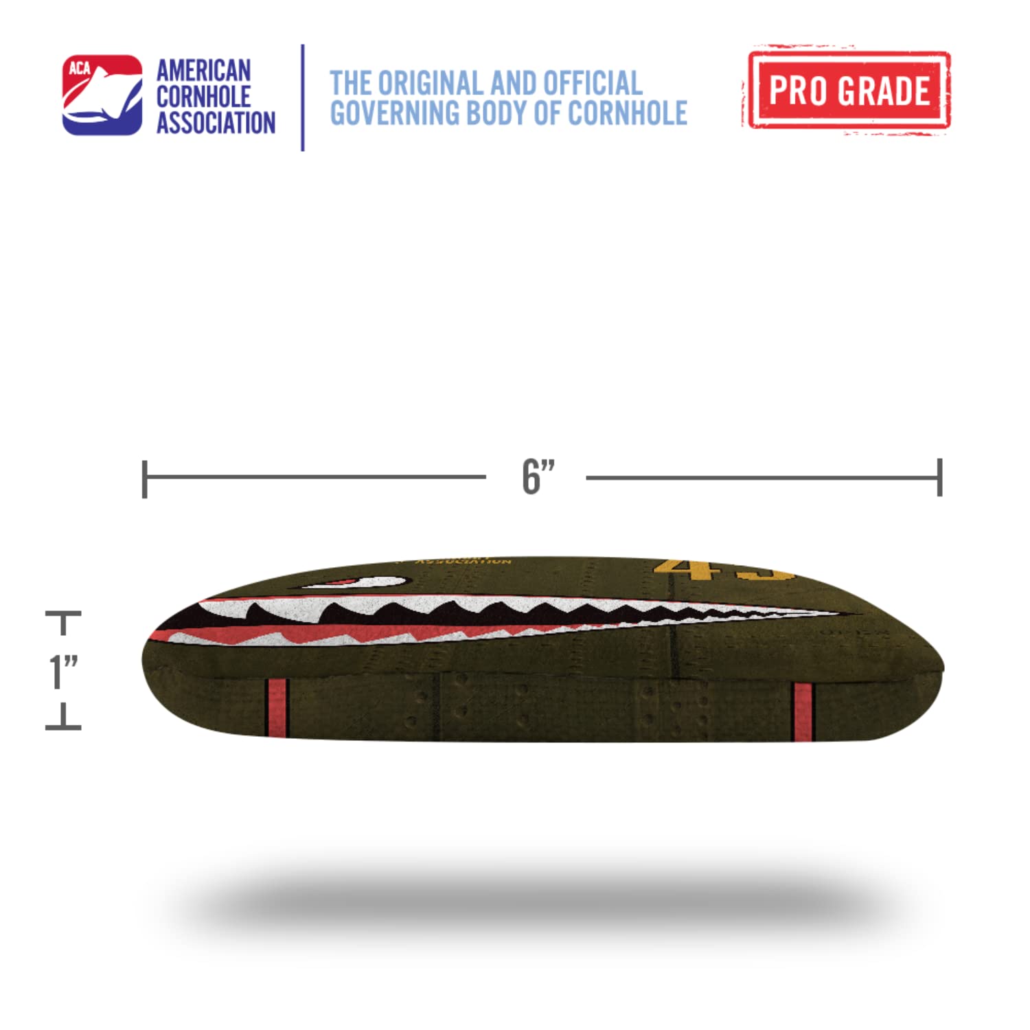 ACA Synergy Pro Professional Cornhole Bags Dual Sided Regulation 6x6 Set of 4 Patriotic Bomber Olive
