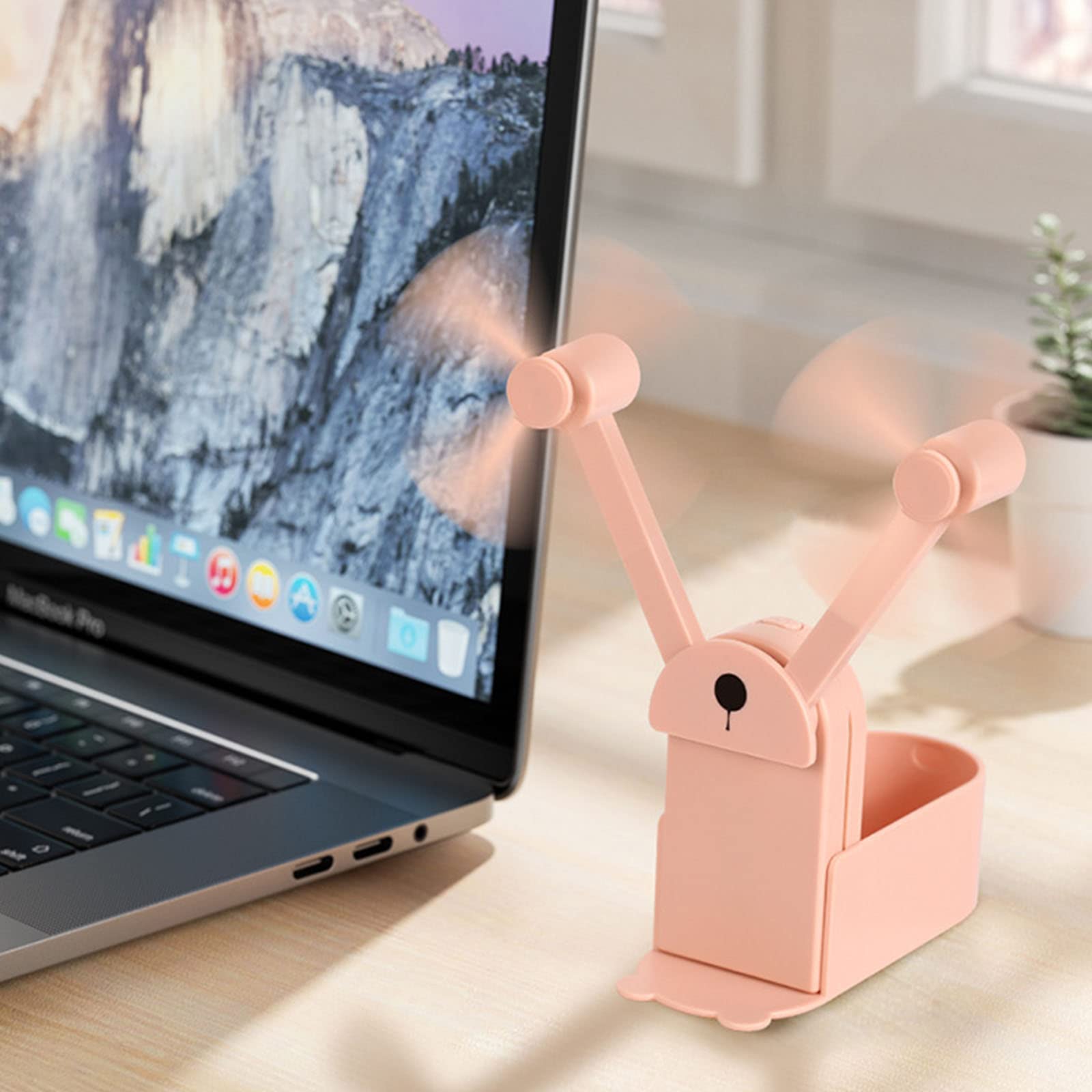 Doppio ventilatore portatile ricaricabile – Ventilatore USB portatile pieghevole per viaggi, attività all'aperto, uso personale – Design compatto e leggero per comodità