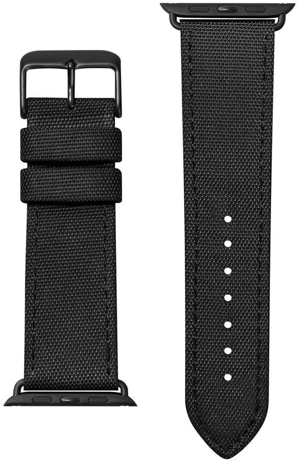 LAUT | Technical Watch Strap for Apple Watch Series 1/2/3/4 | High Spec Wrapped Nylon Strap | Rugged Style | Stainless Steel Clasp & Connectors (38mm / 40mm • Black Ops)