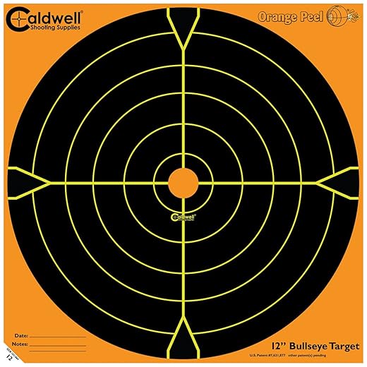 Caldwell Orange Peel Bullseye Targets with Flake Off Material, Strong Adhesive and Multiple Sizes for Outdoor, Range, Shooting and Hunting