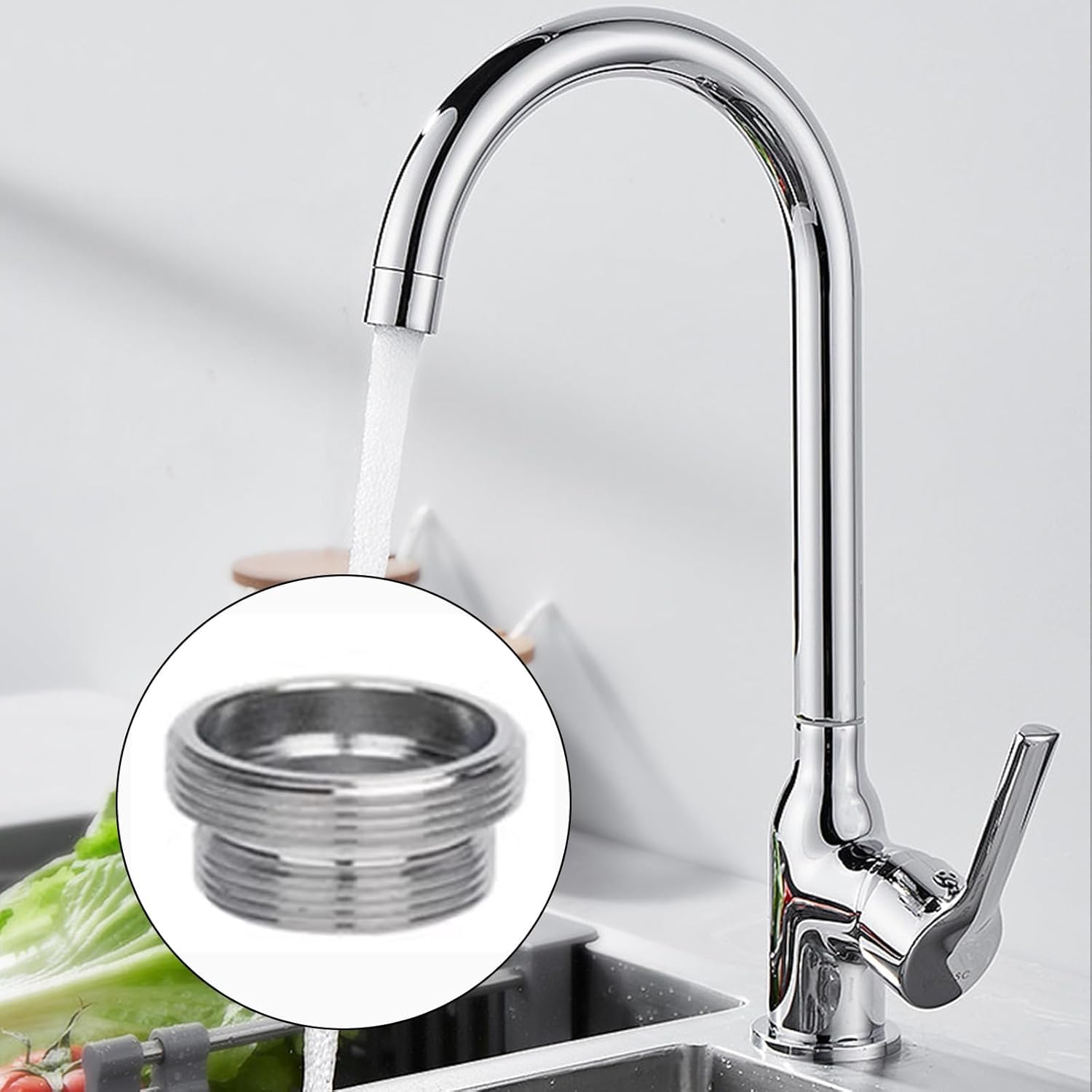 VZU 2 Pieces M18 to M22 Male Thread Water Filter Metal Tap Attachment for Bathroom Sink Kitchen Faucets Water Saving Water Filter Hoses - Image 4