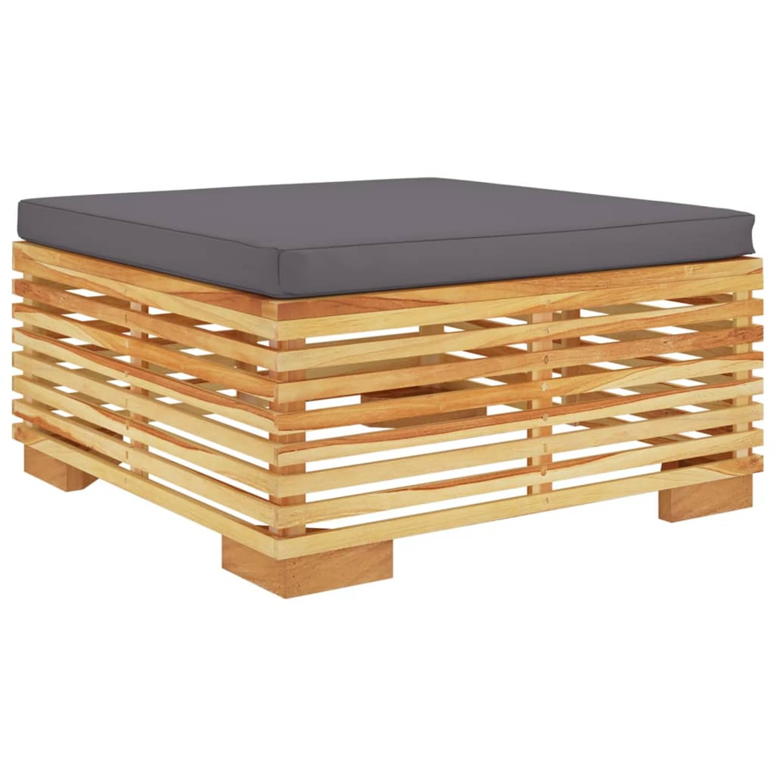 Sgabello da giardino con cuscino grigio scuro, in legno massiccio teak, set di mobili da giardino, set di mobili da giardino, set di intrattenimento, salottino, balcone, divano, lounge adatto