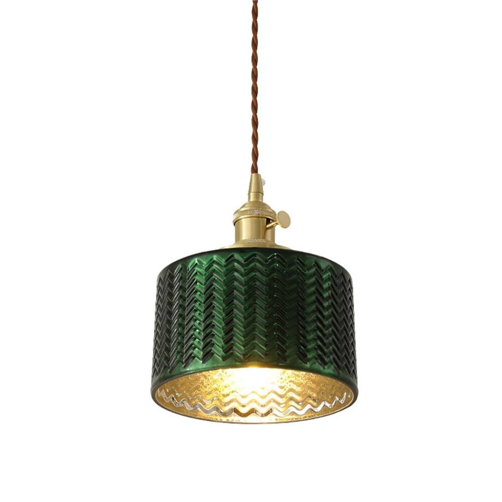 Lustre E27 suspendu plafonnier rétro nostalgique verre vert foncé - 7