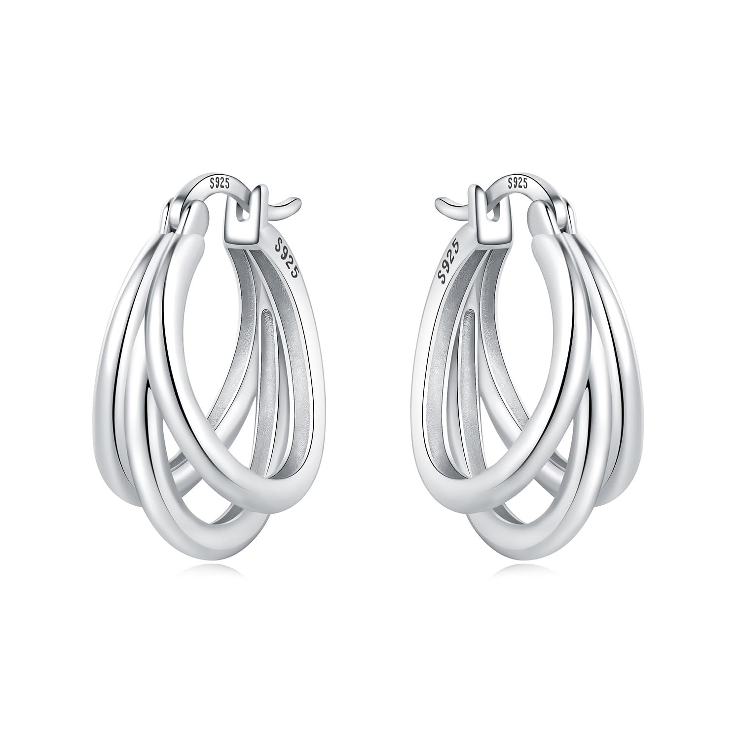 Pendientes de aro de plata de ley 925 para mujer, hipoalergénicos, estilo huggie — view 32
