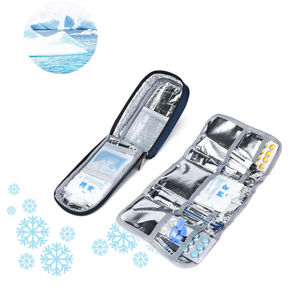 Kit di pronto soccorso impermeabile, compatto per la sopravvivenza dell'insulina con celle frigorifere con scomparti etichettati per casa, posto di lavoro, auto, roulotte, viaggi, campeggio, escu