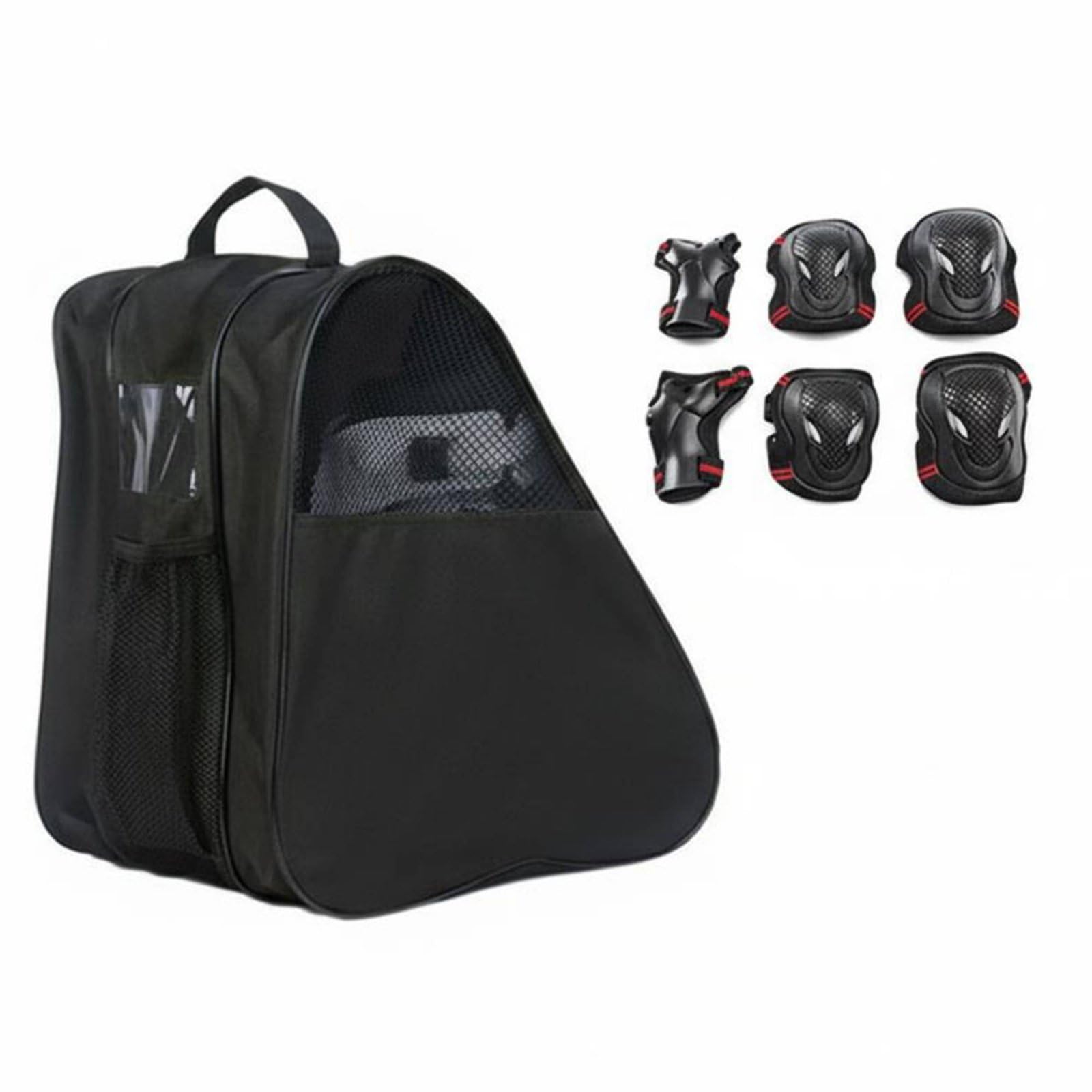 Rollschuhtasche großes Fassungsvermögen, Dreischichtige Verdickte Rollschuhtasche + Schutzausrüstung L