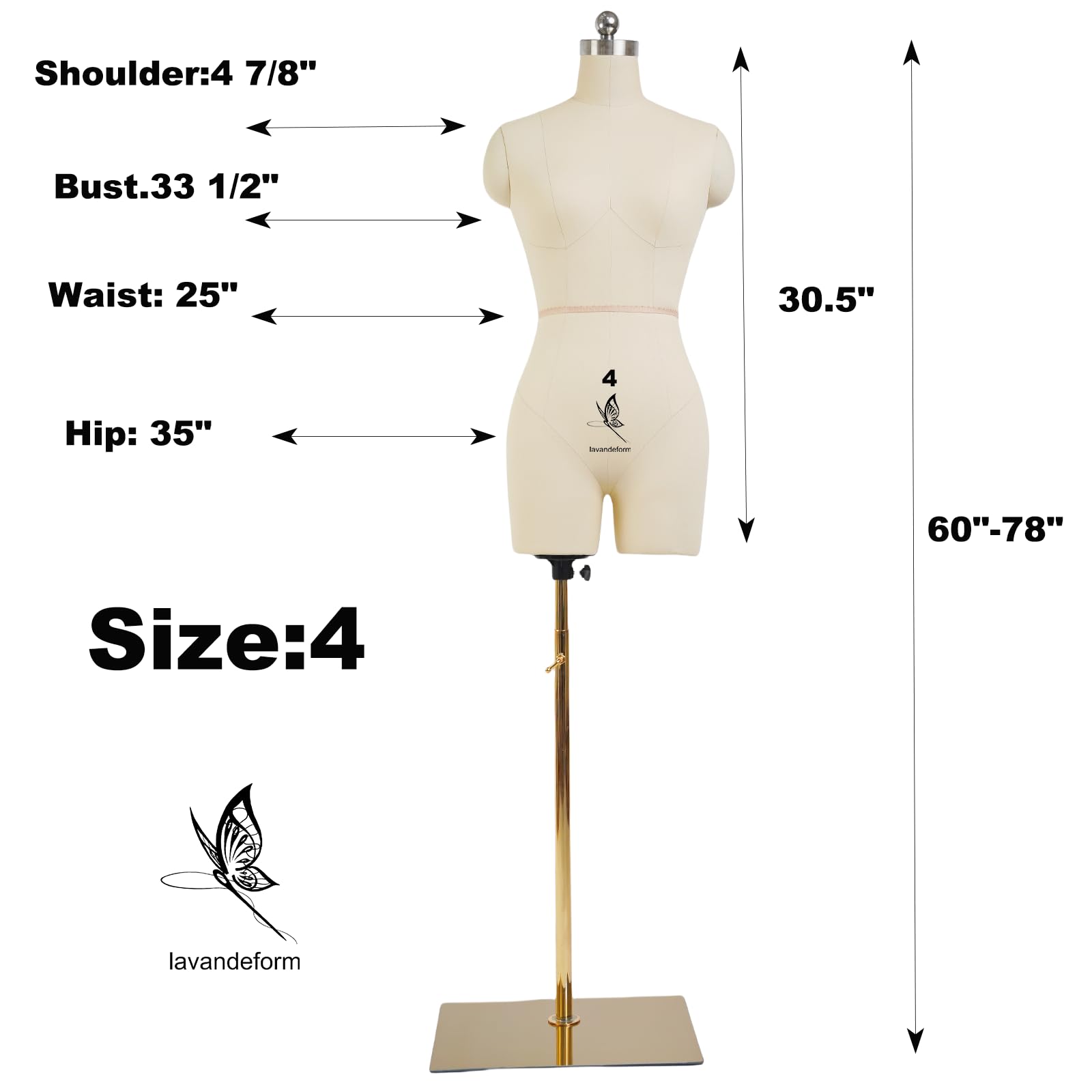 Amazon.com: lavandeform Female Dress Model Torso Body Clothing Forms,Size 4  Professional Dress Form for Tailor Design,Sewing Mannequin Foam Body for  Pinning,1:1Soft Long Sleeve Sewing Arms.(with Arms Beige, 4) : Arts, Crafts  &