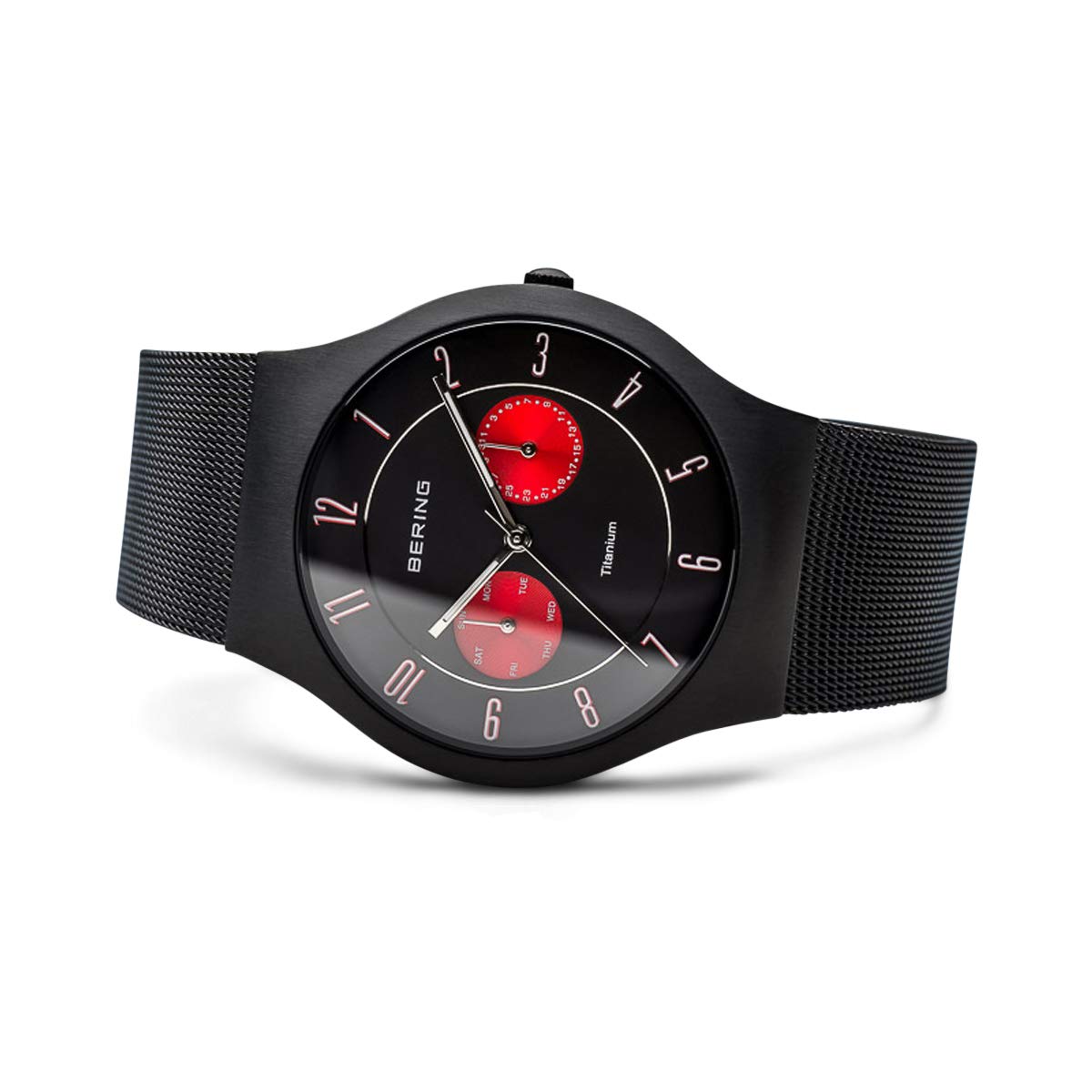 Bering Herren Quarz Uhr | Armbanduhr 39 mm Titangehäuse und Zifferblatt | Milanaisearmband | Saphierglas | 5 ATM | 11939