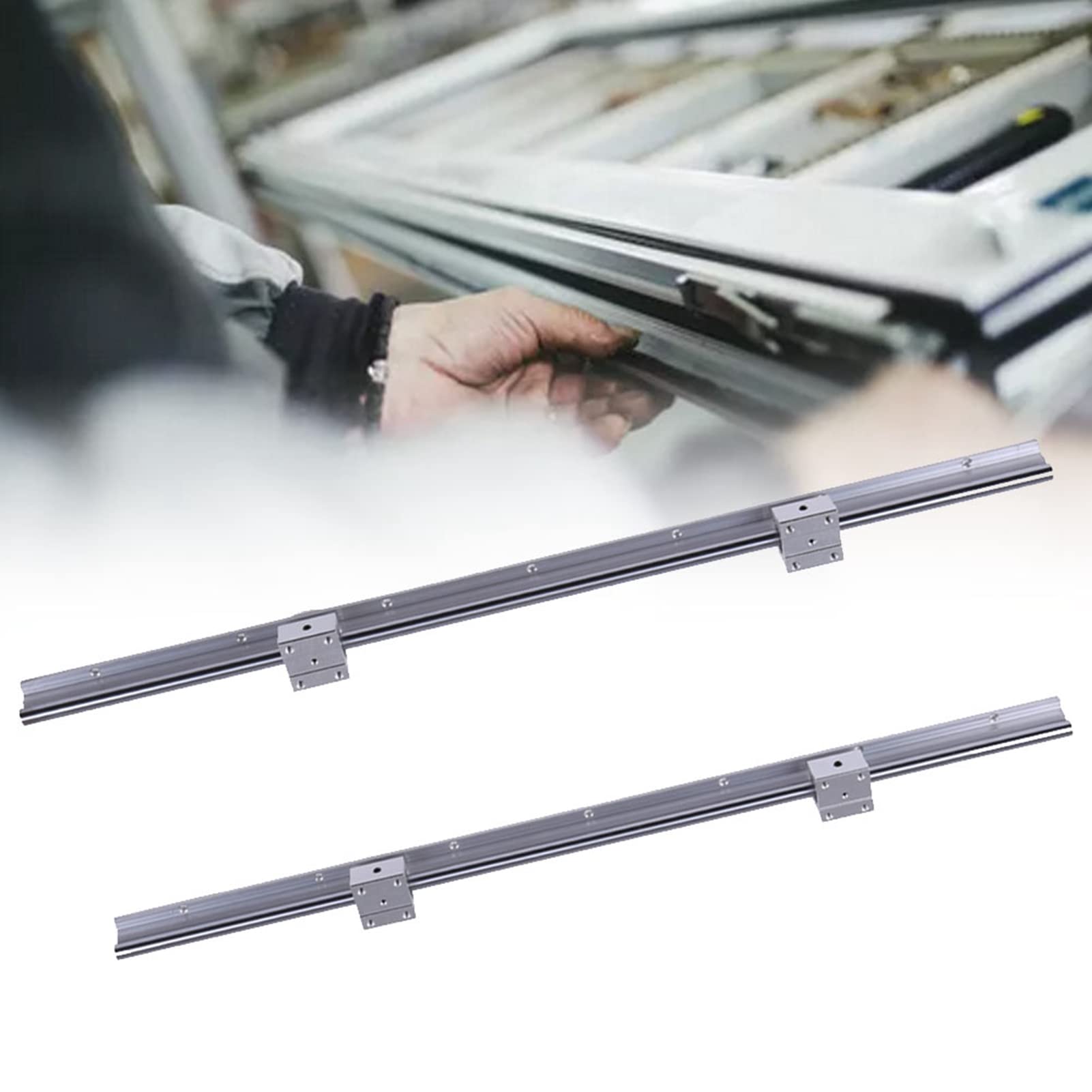 Zestaw Prowadnic Szynowych z łożyskiem Liniowym 12 Mm z 4 Blokami SBR12UU, Odporny na rdzę, Trwały Metal, długość 700 Mm Zapewniająca Precyzyjny Ruch