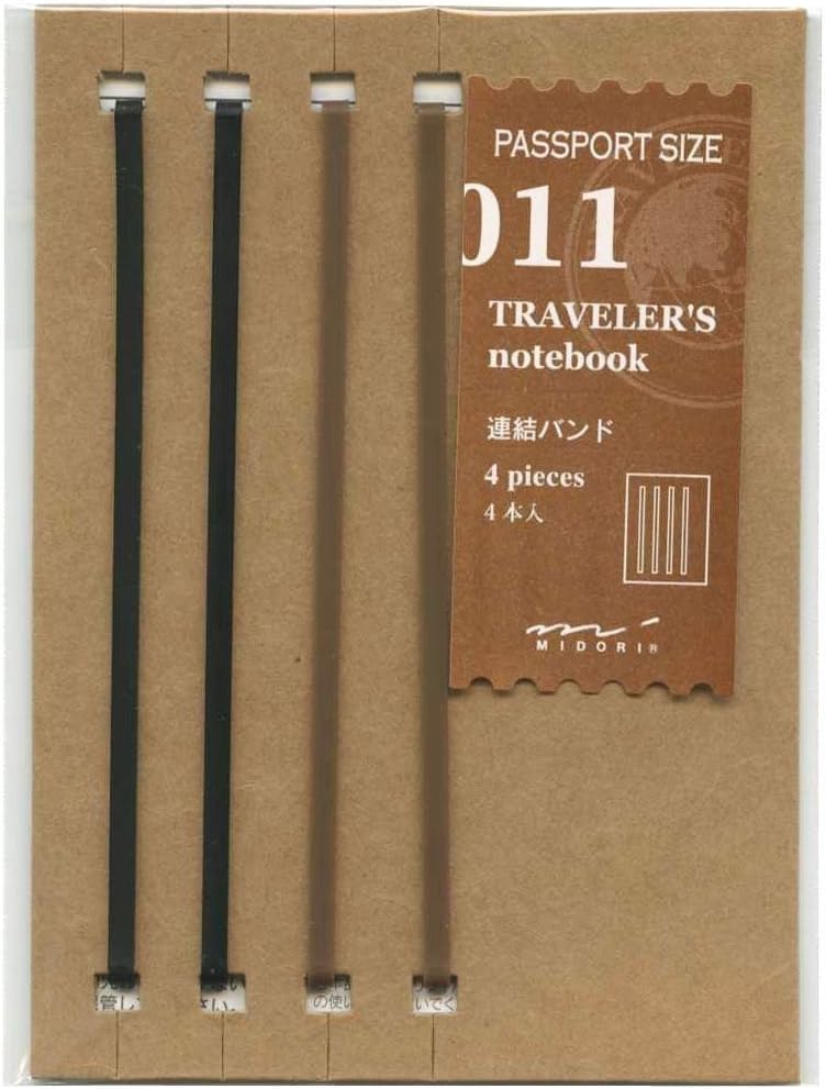 Midori Traveler's Notebook Leather Bundle Set , Passport Size Brown , Refill Connection Rubber Band 011 , Clear Zipper Case 004