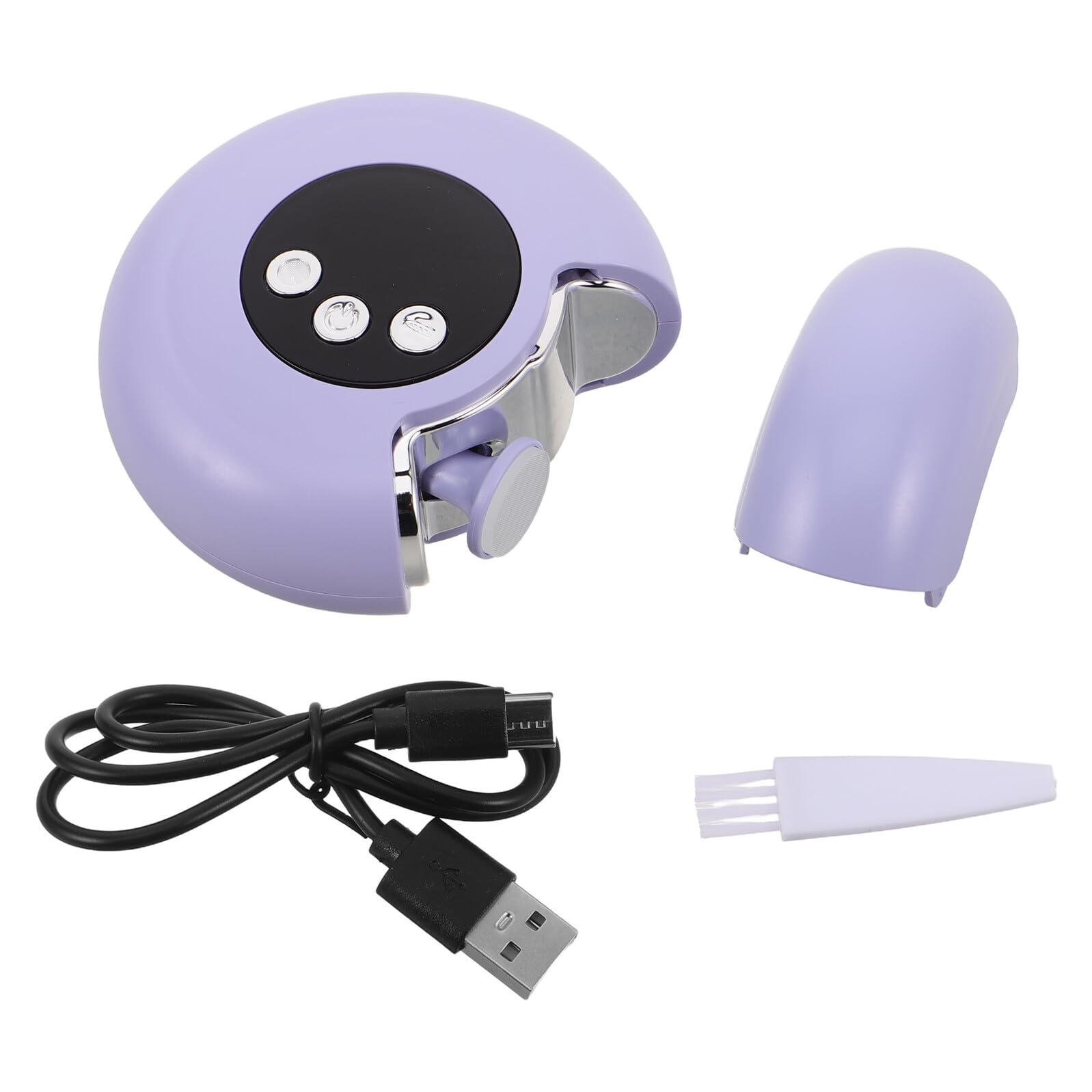 Lijadora de Uñas Eléctrica para Bebés Recargable, Kit Portátil para Cortar y Pulir Uñas, Diseño Violeta Disco Volador, Silenciosa y Segura para Cuidado Infantil en Viajes