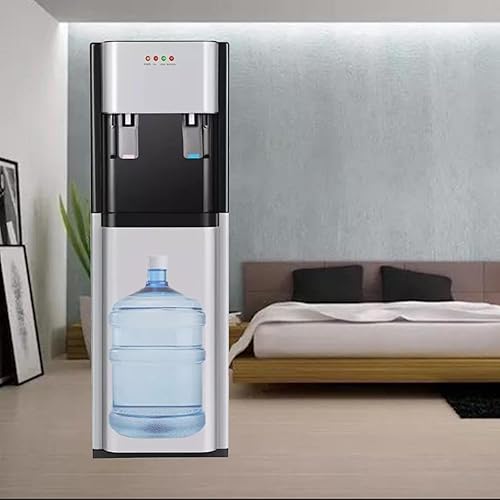 Ice Water & Hot Water Dispenser Bottom Loading Cooler with Dual Spouts for Family Kitchens, Offices, and Shared Spaces Silver