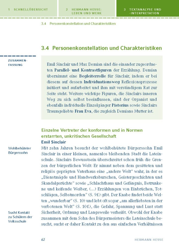 Demian von Hermann Hesse: Textanalyse und Interpretation mit ausführlicher Inhaltsangabe und Abituraufgaben mit Lösungen (Königs Erläuterungen und Materialien, Band 464)