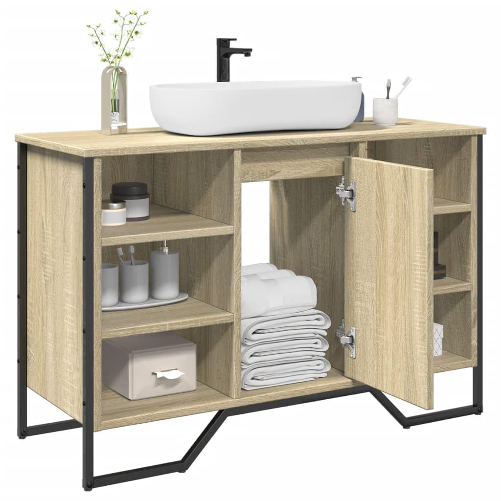 Armario Lavabo baño Madera ingeniería Roble Sonoma 91x35x60 cm, Mobiliario Conjuntos de Muebles Muebles de baño, Roble Sonoma, 22.85kg