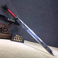 Vista 5 de Lin creative Espada Han jian, hecha a mano, hoja de grabado de acero de alto carbono, vaina de madera maciza, Wushu