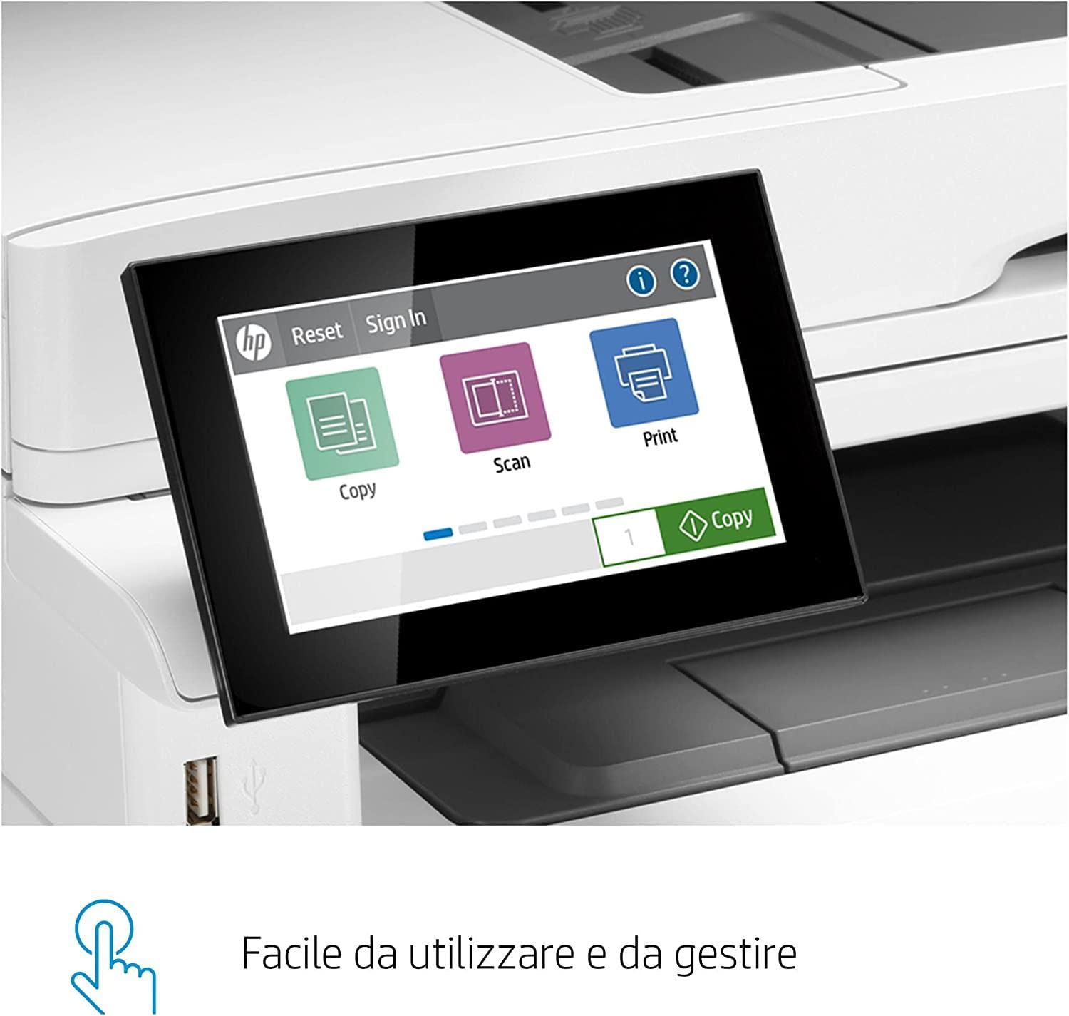 HP LaserJet Enterprise M430f 3PZ55A, Stampante Multifunzione A4, Stampa Fronte e Retro Automatico in b/n, 40 ppm, Copia, Scansiona, Fax, Ethernet, USB 2.0, ADF, HP Smart, Schermo Touch LCD, Bianca