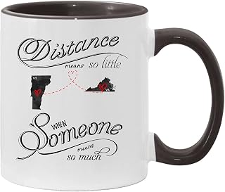 FamilyGift Vermont Virginia Mug Long Distance VT VA Cup Mothers Day Gift Ideas For Mom - Moving Away Gifts For Friends, Graduation Gifts For Him Her Accent Mug 11 oz Black