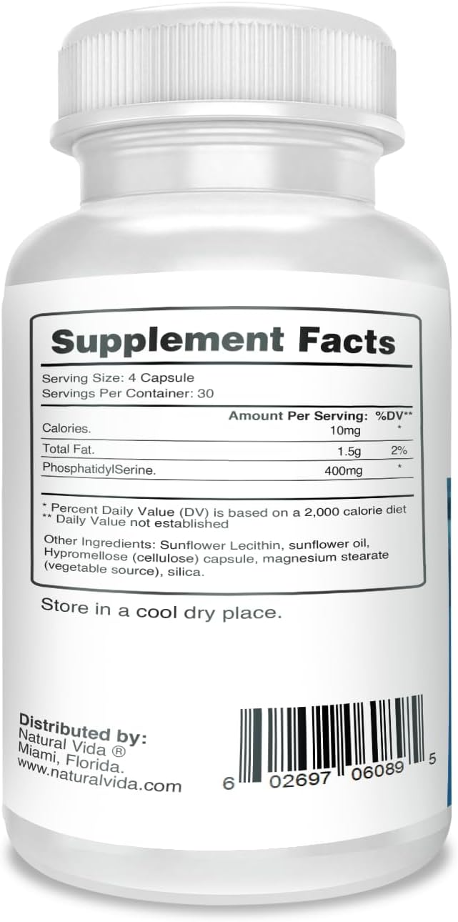 PhosphatidylSerine 400mg, Supplement, 120 Veggie Capsules - 30 Servings, Soy-Free - Image 5