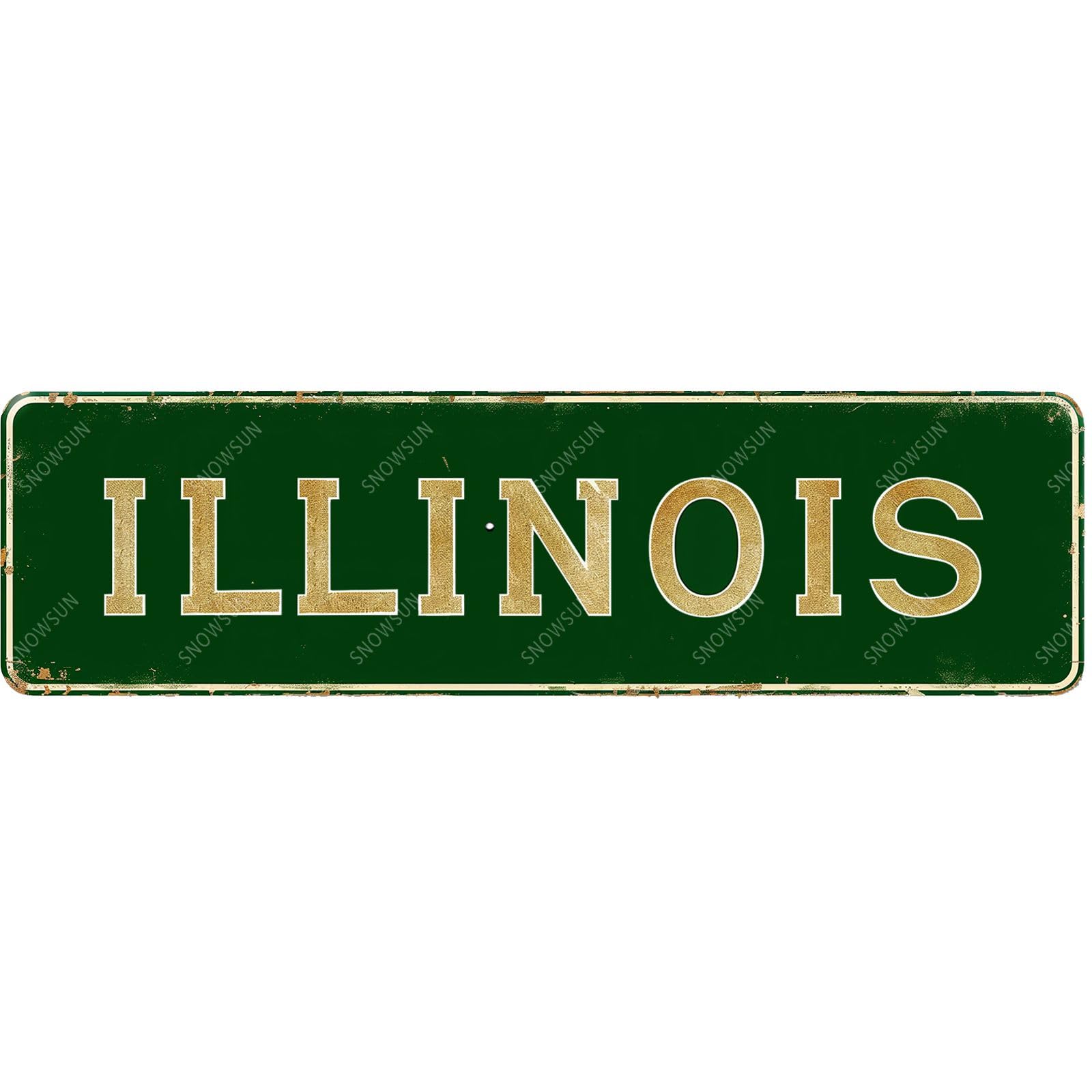 Illinois Street Sign Vintage Tin Signs Art Plaque for Home Office Bar Garden Cafe Yard Garage 4x16 Inch