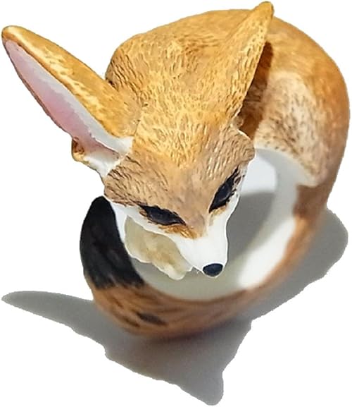 Amazon キツネ リング アニマル 動物 Cling フェネック 指輪 狐 アクセサリー ジュエリー レディース メンズ おもしろ プレゼント ユニーク プレゼント ピアス ブローチ かわいい グッズ 雑貨 人気 猫 ネコ 鳥 リング 通販