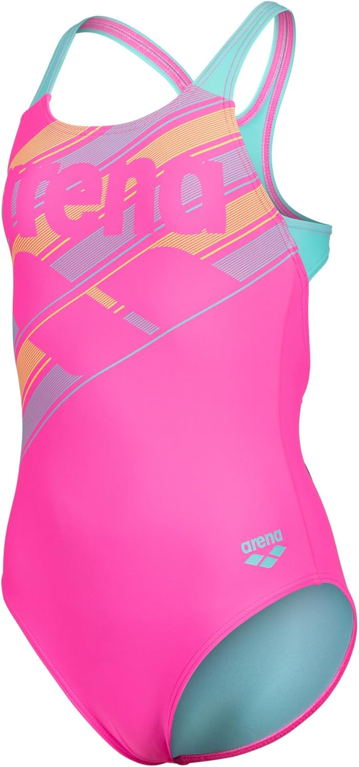 Arena Girls' Feel Lines Swim Pro Back Swimsuit Uv Protection Quick Drying Kids Bathing Suit