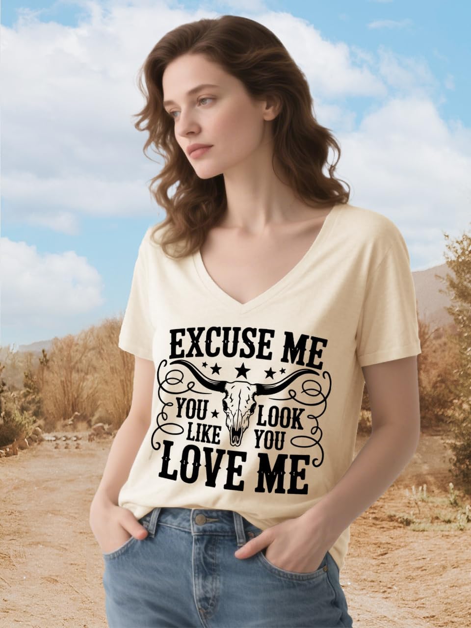 Excuse me You Look Like You Love Me Shirts Vintage Cow Skull T Shirt Country Music Graphic Tees Short Sleeve Tops - Image 4