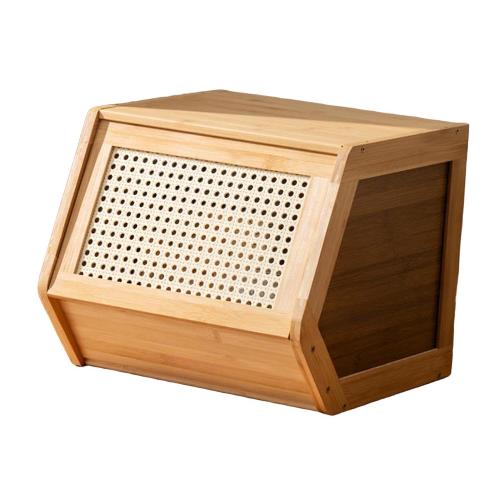 predolo Armoire de Rangement En Bambou, Pratique, élégante et Tendance, avec Porte, Organiseur de Collations pour Livres, Salon, Jouets, Placard, Bureau, Bois 35cmx30cmx31cm