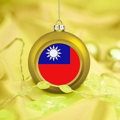 Vista 21 de Adornos dorados de bola de Navidad de Trinidad y Tobago, adorno de bola de bandera de Trinidad y Tobago, adornos de Navidad de bandera nacional