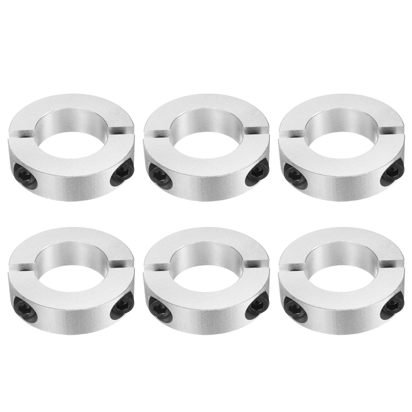 sourcing map Lot de 6 colliers de serrage à double axe fendu, alésage de 40 mm, collier de serrage en deux pièces, 70 mm OD 18 mm d'épaisseur, ensemble de colliers fendus en alliage d'aluminium