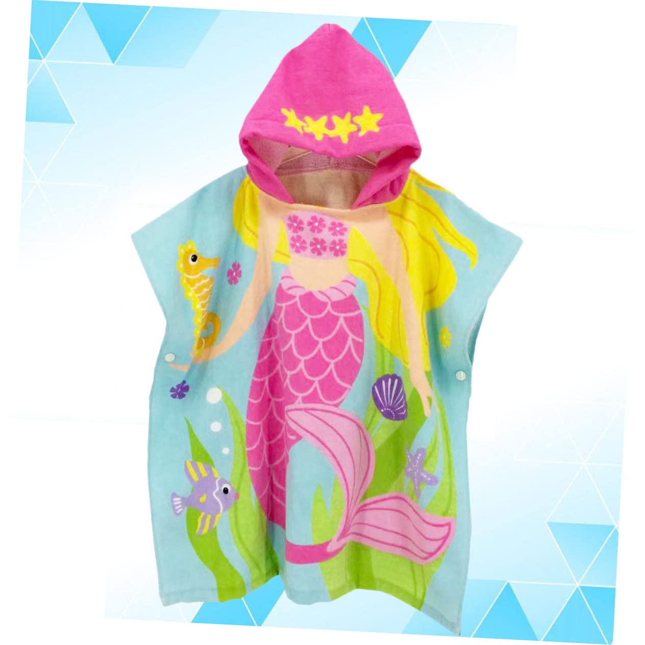 ABOOFAN Serviette De Plage Imprimée Sirène Cape De Bain Portable pour Garçon Fille Serviette De Bain Coton