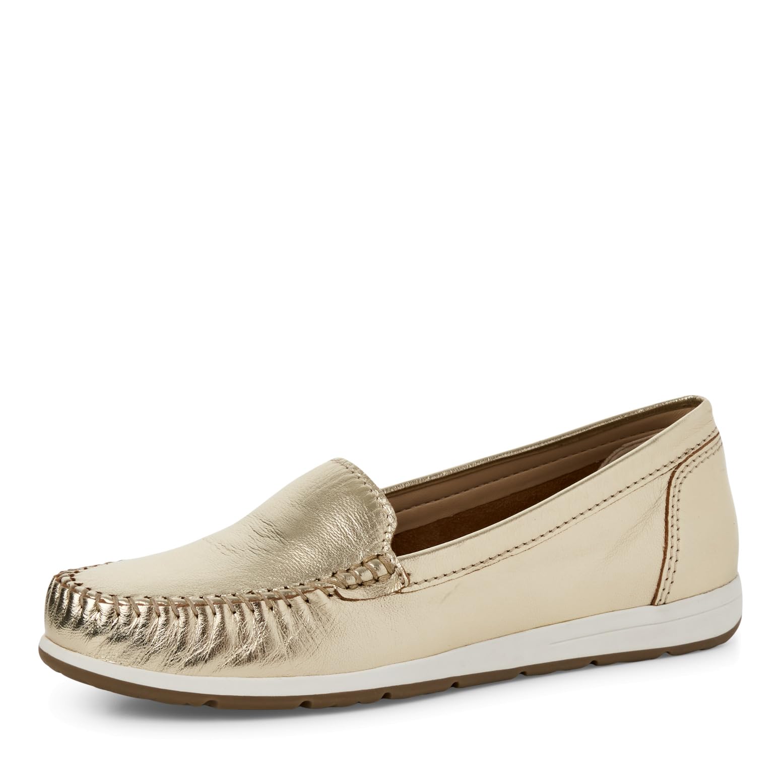 MARCO TOZZI Women's Leather Round Lace Moccasins, Gold, 6 UK